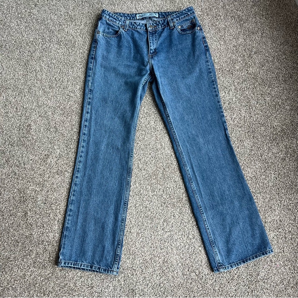Harley Davidson Straight Leg Medium Wash Jeans, Size 10